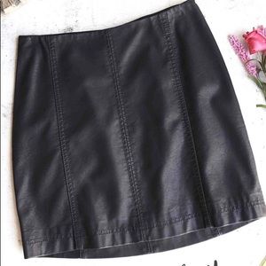 free people vegan leather mini skirt in black